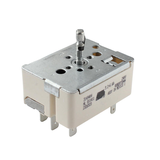 Surface burner infinite switch compatible with ACR4303 AER5844 AER6603 Amana electric range models, 6-inch element heat control replacement for 3148951 3149404 WP3149404 AP6007668