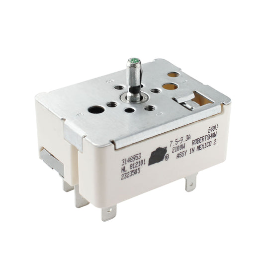8 Inch Burner Infinite Control Switch 3148953 Replacement for Whirlpool WFC/WFE Electric Range – Compatible with WFC150M0EW3, WFC315S0JS4, WFE324LWB1, WFE330W0EW1 and More Models