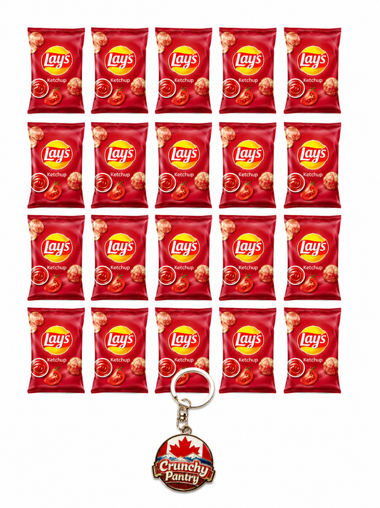 Lay's Ketchup Flavored Potato Chips,1.4 Ounce (Pack of 20) .Tomato flavor potato chips snack packs, perfect snacks for lunch, travel, office, and parties, Easy to carry and store