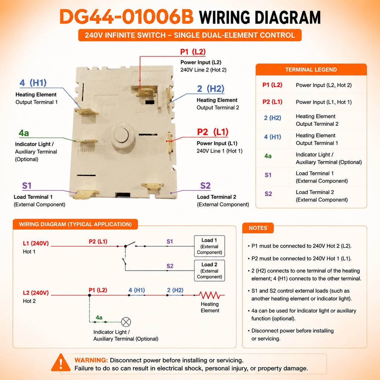 NE59J7850WG, NE58K9850WS DG44-01006B PER001-12 D Range Dual Surface Element Switch Fit for Samsung Electric Range NE58K9850WG, NE58K9430SS, NE58K9500SG, NE58K9850WG, NE58F9710WS, NE58R9431SG, NE58F9500SS, NE58R9431S, NE58K9500SG