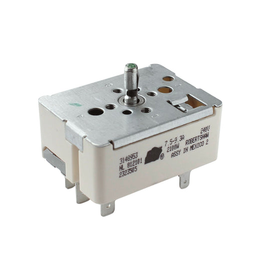 Surface Element Control Switch 3148953 240V 2100W 8 Inch Burner Infinite Switch Replacement for Whirlpool Kenmore Maytag KitchenAid Amana Stove Range Parts WP3148953 AP6007666 PS11740783