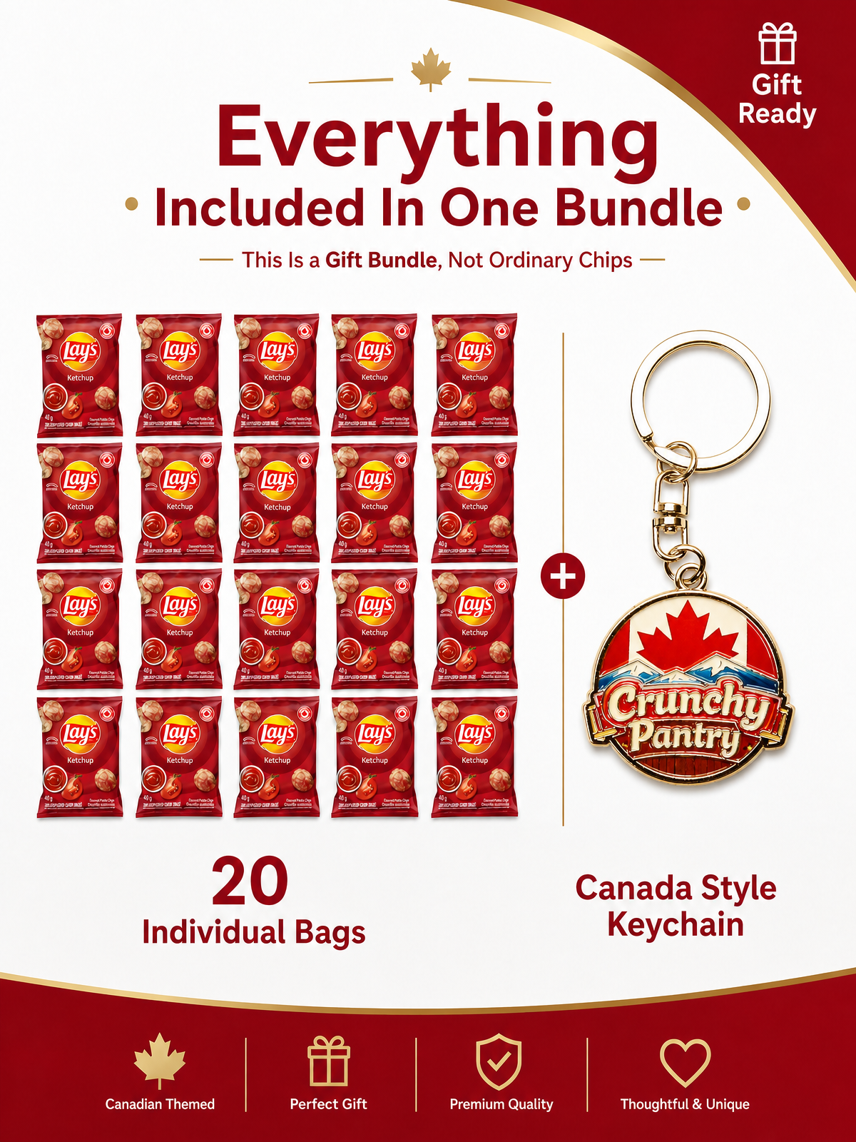 Lay's Ketchup Flavored Potato Chips,1.4 Ounce (Pack of 20) .Tomato flavor potato chips snack packs, perfect snacks for lunch, travel, office, and parties, Easy to carry and store
