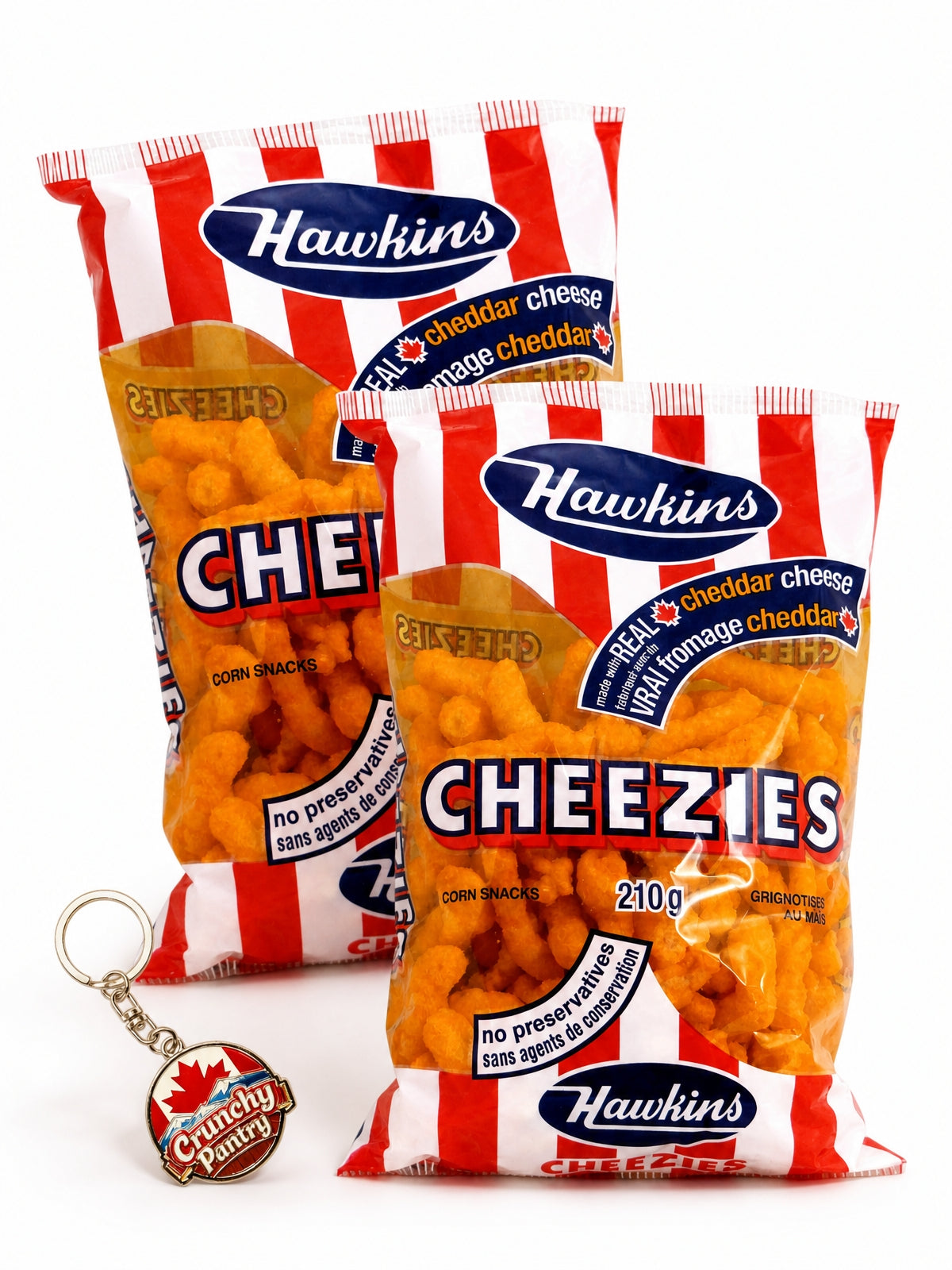 Canadian Snack 2 Pack 420g with Classic Canada Souvenir Keychain Crafted with real aged cheddar cheese, premium ingredients, and no preservatives for bold, authentic Canadian cheese flavor