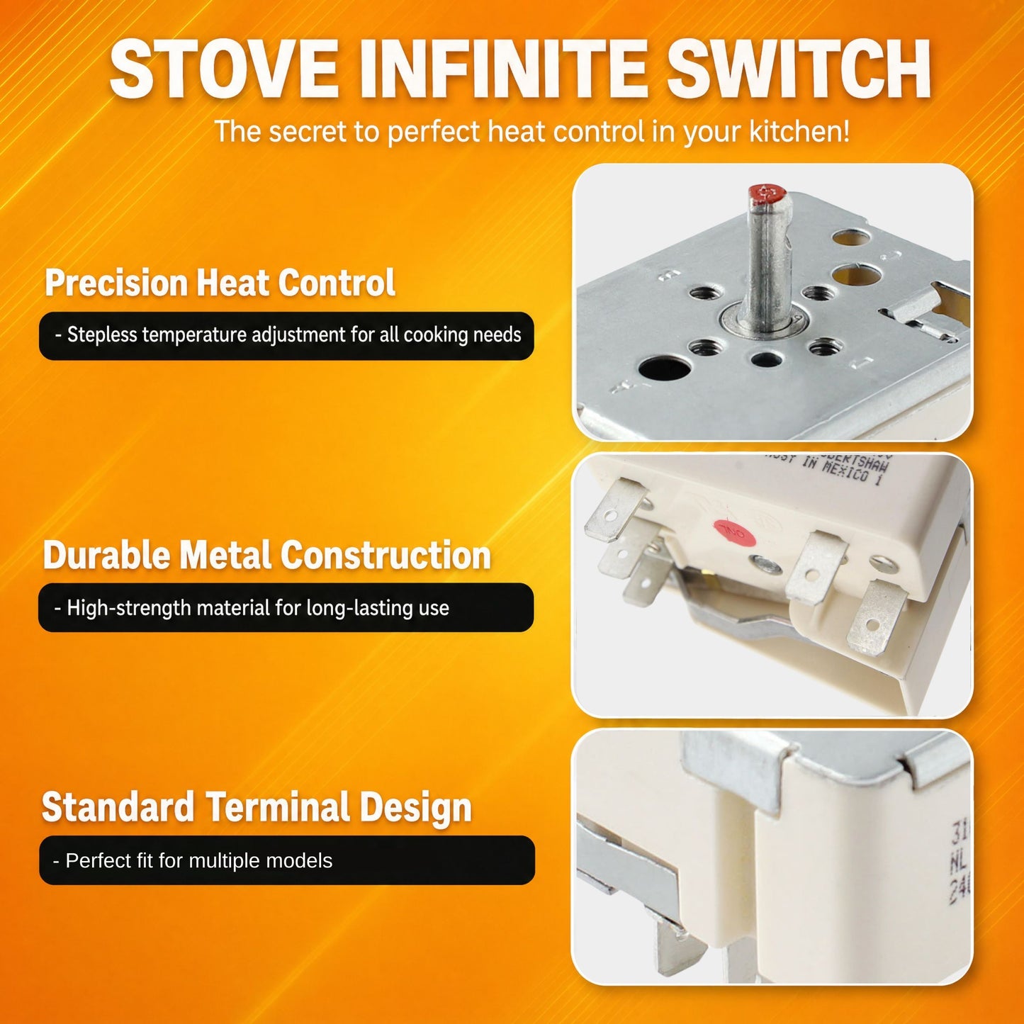 Infinite Heat Control Switch for Tappan Range TEF351EWF TEF353AUD TEF365BEDA TEF367CCTC, Solves Burner Staying On High, Replaces 316436001 PS1145040 EA1145040