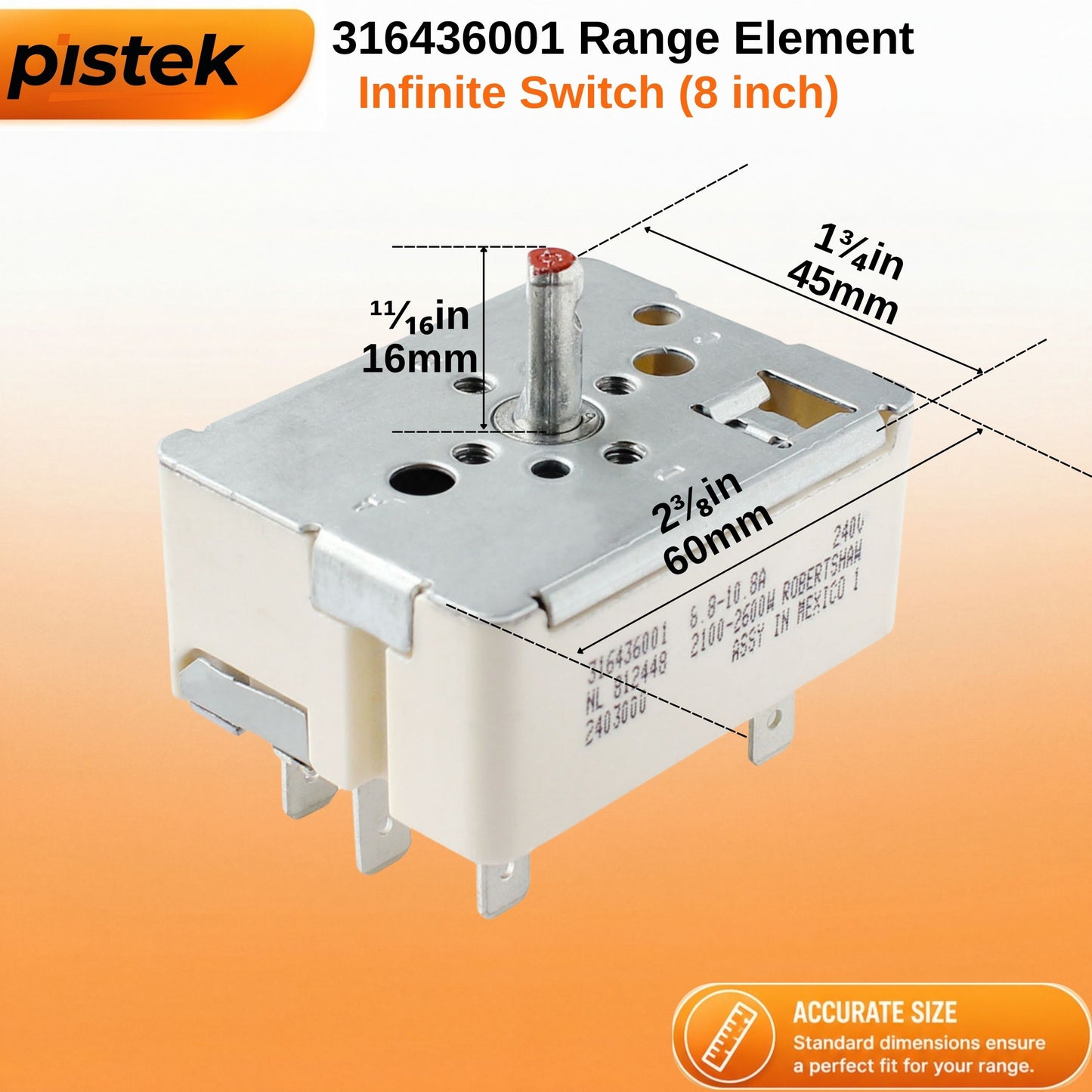 Infinite Heat Control Switch for Tappan Range TEF351EWF TEF353AUD TEF365BEDA TEF367CCTC, Solves Burner Staying On High, Replaces 316436001 PS1145040 EA1145040