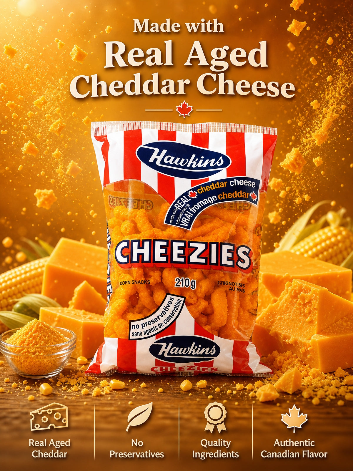 Canadian Snack 2 Pack 420g with Classic Canada Souvenir Keychain Crafted with real aged cheddar cheese, premium ingredients, and no preservatives for bold, authentic Canadian cheese flavor
