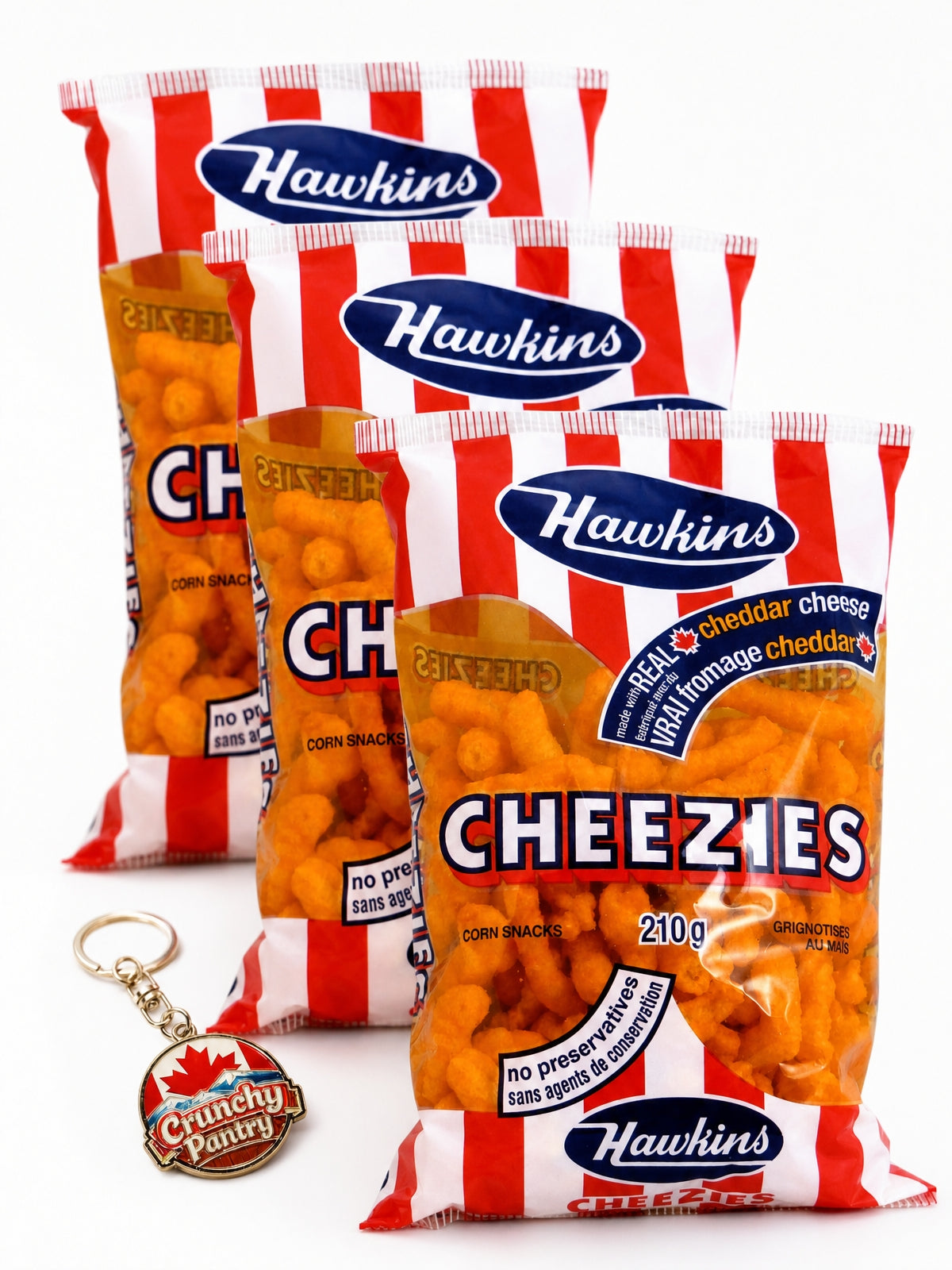 Canadian Cheese Puffs 420g 3 Pack with Canadian Souvenir Keychain Real aged cheddar cheese, carefully selected ingredients, and no preservatives deliver rich flavor and satisfying crunch