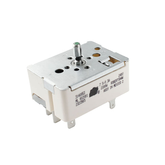 Electric Range Burner Infinite Switch 3148953 Replacement for Whirlpool CES FEP FES IEP IVE Series Stove Control Switch CES366HQ1 FEP310BW0 FES356RD4 IEP314RQ1 IVE30100 Models WP3148953