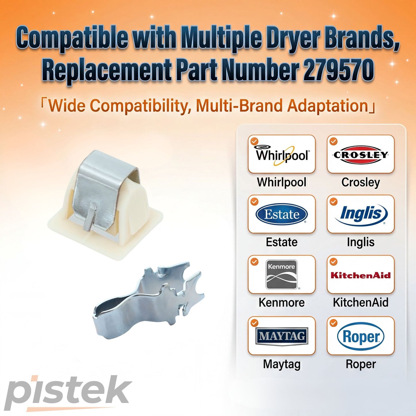 279570 Dryer Door Latch & Strike Kit (1 Pack) for Jenn-Air Dryers JDE2000W JDE3000A JDG2000W LSE2704W – Replacement for PS334230 AP3094183, Fix Dryer Won’t Start & Door Won’t Latch Issues