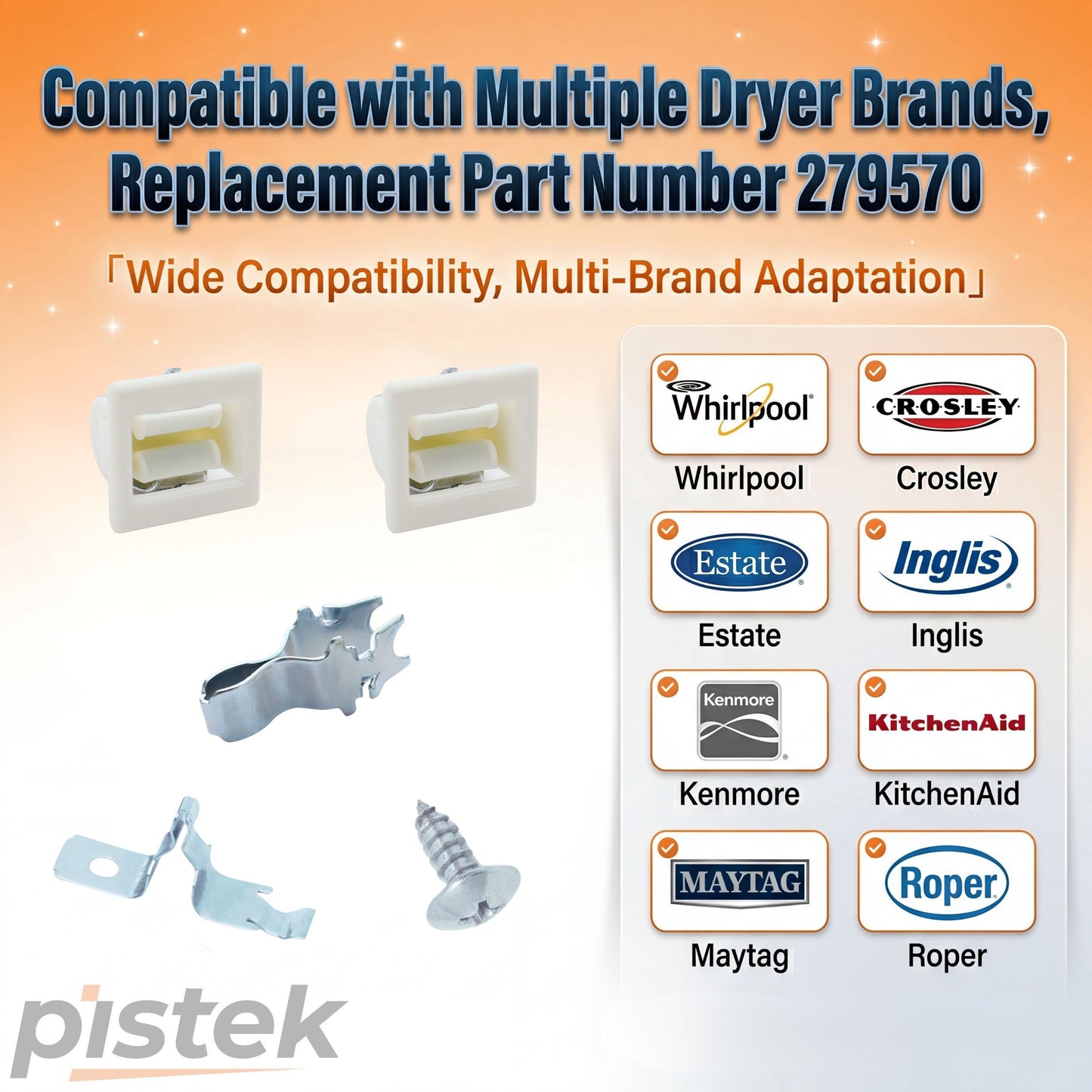 279570 Replacement for Admiral Dryer Door Catch Latch Kit (2 Pack) Models ADE20K3A, ADE7000AYW, AED4370TQ0, LDEA400ACW – Replaces PS334230 AP3094183, Fix Door Won’t Close & No Start