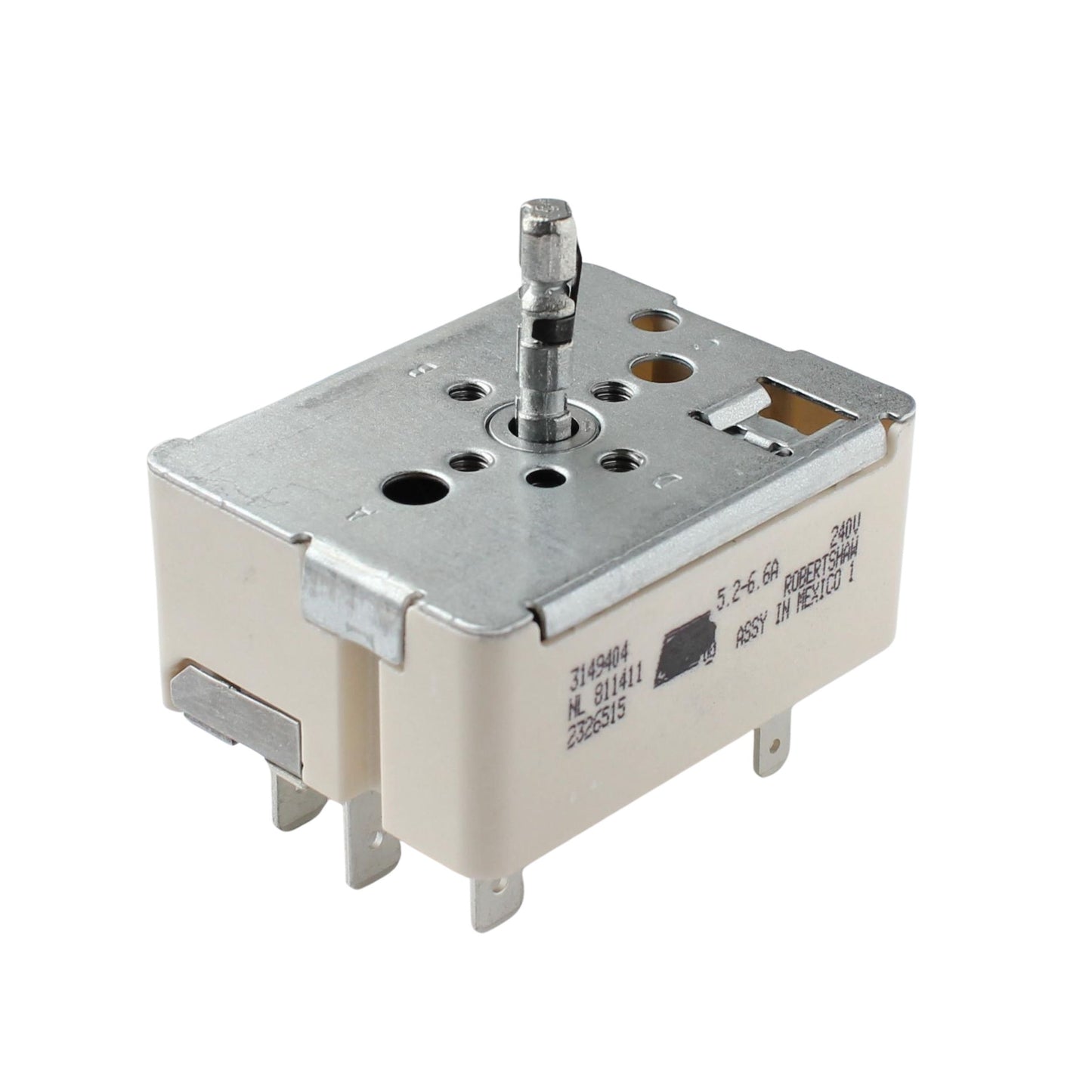 Surface burner infinite switch compatible with ACR4303 AER5844 AER6603 Amana electric range models, 6-inch element heat control replacement for 3148951 3149404 WP3149404 AP6007668