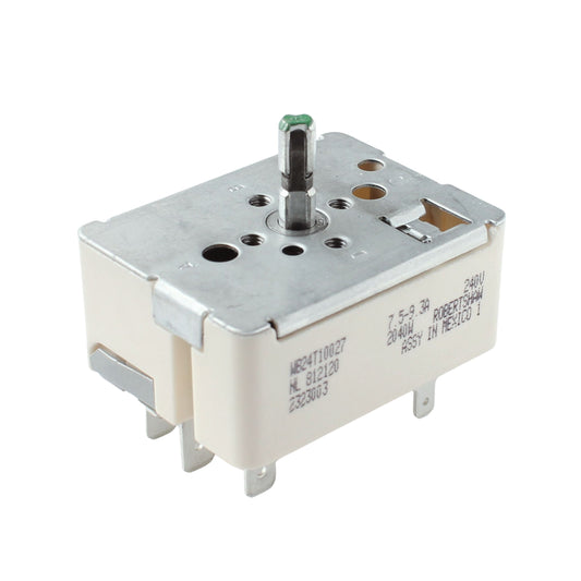 GE Electric Range JB500CD1CC JB500WD1WW JB600WD1WW JB600WH1WW Burner Control Switch Replacement WB24T10027 for JB Series 8 Inch Surface Element Infinite Heat Regulator AP2024074 PS236752 Stove Repair Part 240V