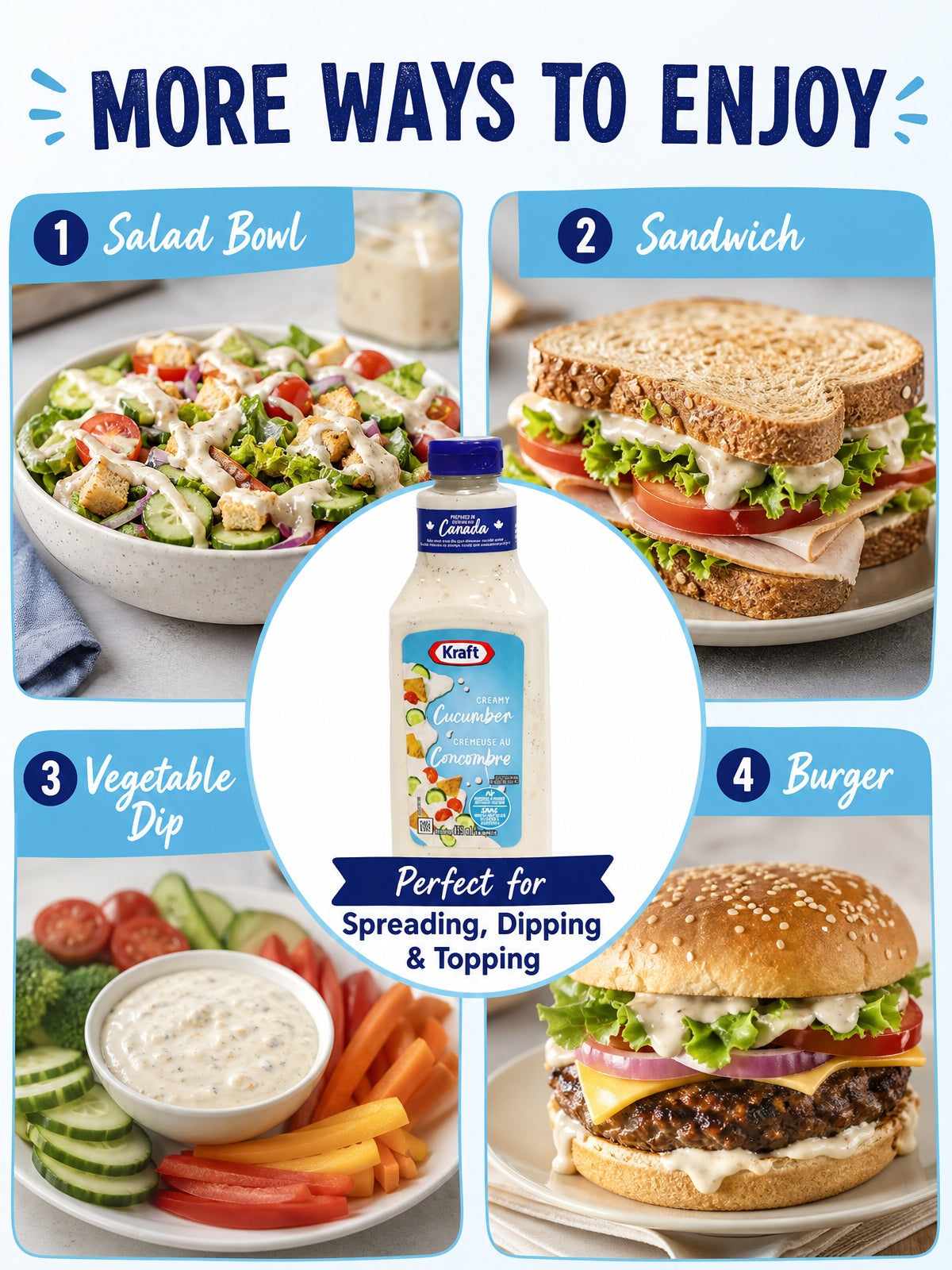 Kraft Creamy Cucumber Salad Dressing 14.4 oz 2 Pack with Canadian Keychain.Made with real cucumber juice and a creamy blend, it delivers a smooth, refreshing taste with no artificial flavors or colors