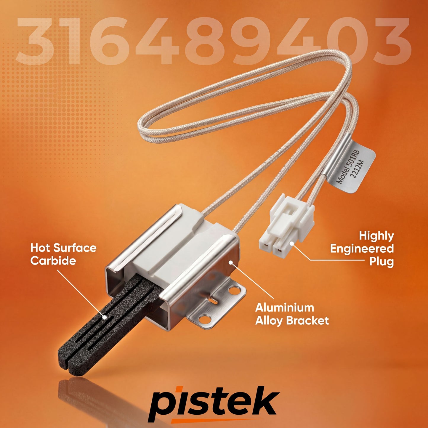 Gas Oven Igniter Replacement for Electrolux EI30 Series (EI30GF35JA EI30GF55GBB), 316489403 Flat Bake Igniter, Fast Heating Stable Current Igniter Fix No Heat / Slow Ignition Issues