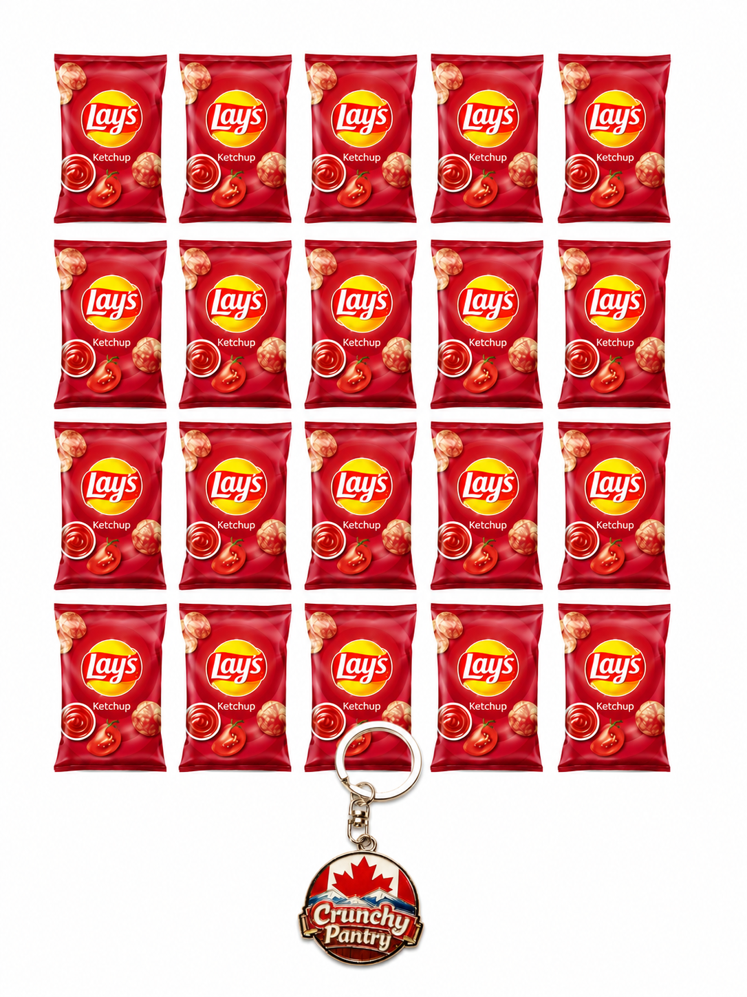 Lay's Ketchup Flavored Potato Chips,1.4 Ounce (Pack of 20) .Tomato flavor potato chips snack packs, perfect snacks for lunch, travel, office, and parties, Easy to carry and store