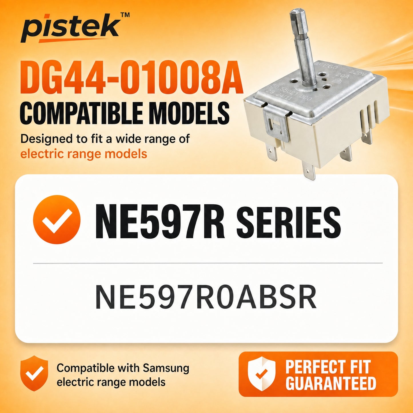 Dual Infinite Burner Switch DG44-01008A for Samsung NE597R0ABSR Electric Range – Precision Surface Element Control, 240V 15A Replacement AP5622696 PS4240806