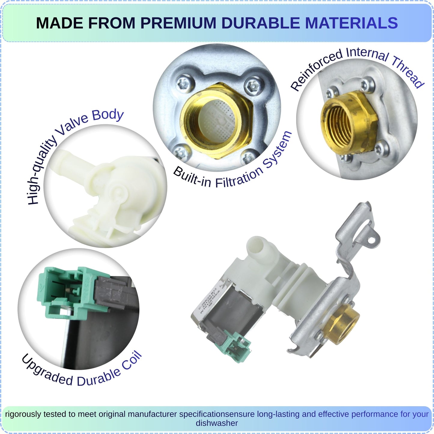 Compatible Dishwasher Water Inlet Valve W10158389 for JennAir LG IKEA Estate Roper Inglis, Replaces AP4369607 W10158387 WPW10158389VP 8558986 8563407 PS2348011