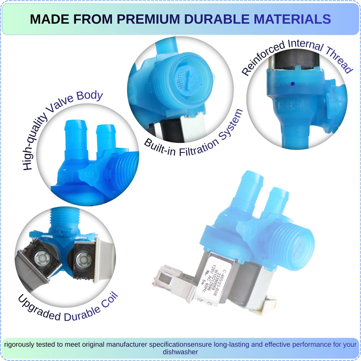 Washer Cold Water Inlet Valve W10212596 Replacement for Maytag MHN30 MHN33 MHWE MHWZ MLE20 MLE22 MLG20 MLG22 CHW8990 Series Front Load Washer, Compatible with WPW10212596 AP6017174 PS11750469 1551647 AWP49410 120V 60Hz Water Valve Assembly