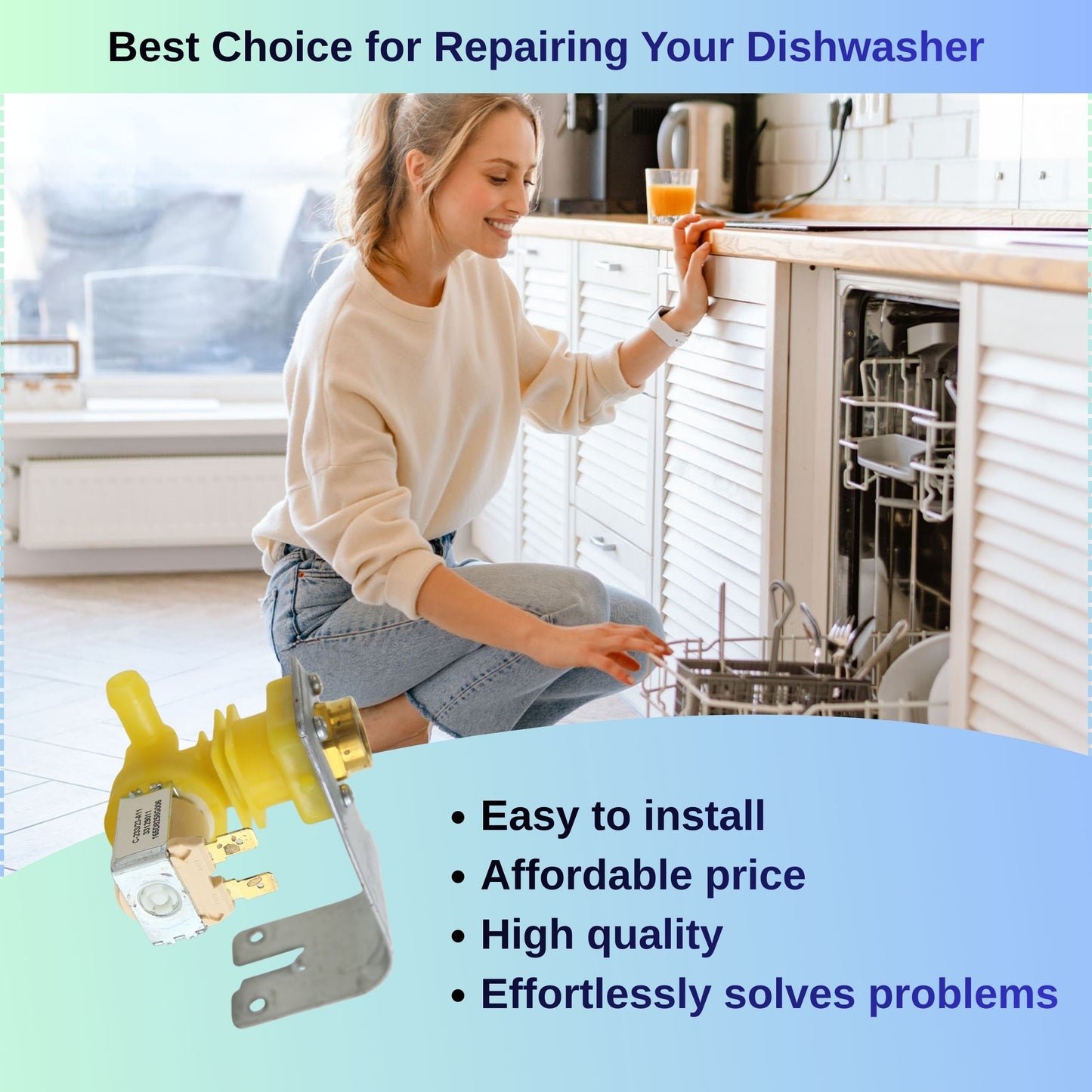 Dishwasher Water Inlet Valve WD15X10014 Replacement for GE GLD2800 GLD4500 GLD5600 GHDT108 CDWT980 EDWF860 Series Hotpoint Systems, Replaces WD15X10011 AP5632416 PS3654179 2309993